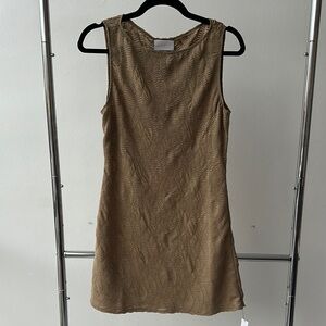 Elegant Tan Sleeveless Dress